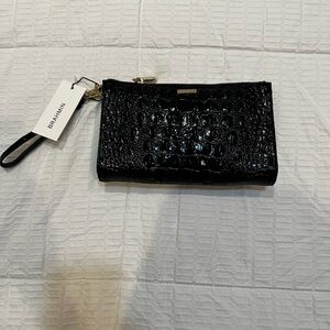Brahmin Glossy Black Embossed Wristlet